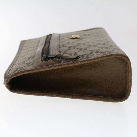 GUCCI PLUS GG Canvas Clutch Bag PVC Leather Beige Auth 50530 - Picture 3 of 16